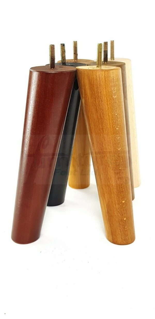 4x SOLID WOOD ANGLED SETTEE LEGS 220mm High FURNITURE REPLACEMENT FEET M8(8mm) - Image 5