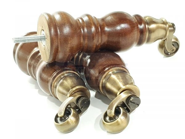 4x SOLID WOOD BRASS CASTOR FURNITURE CHAIR LEGS M8(8mm) SOFA FEET 205mm HIGH - Image 5