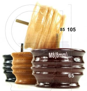 4x SOLID WOOD FURNITURE LEGS M8(8mm) CHAIR, SOFA REPLACEMENT BUN FEET 65mm HIGH