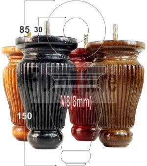4x Soild Wood Furniture Legs M8 Chair Sofa Settee Replacement Feet 150mm High