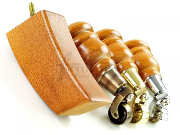 4x TURNED WOODEN CASTOR LEGS 165mm High CHAIR REPLACEMENT FURNITURE FEET M8(8mm) - Image 9