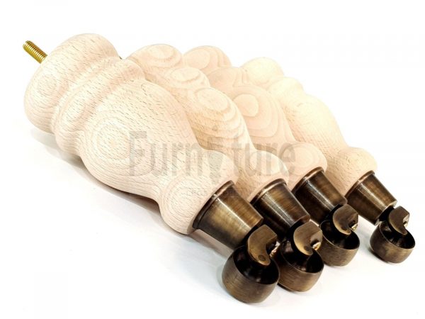 4x Turned Wood Furniture Castor Leg M8 Replacement Feet Chairs Stools Sofa 200mm - Image 4