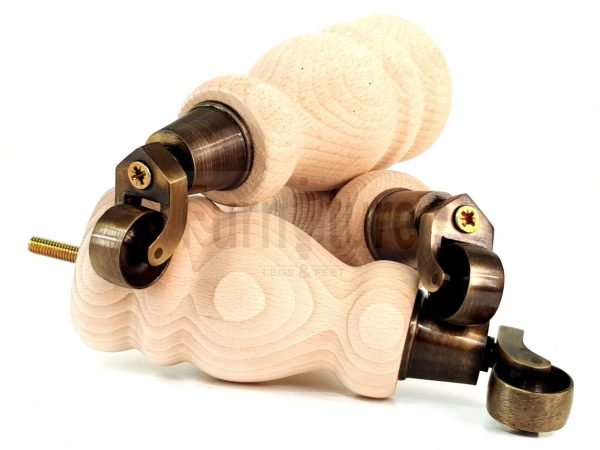 4x Turned Wood Furniture Castor Leg M8 Replacement Feet Chairs Stools Sofa 200mm - Image 7