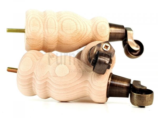 4x Turned Wood Furniture Castor Leg M8 Replacement Feet Chairs Stools Sofa 200mm - Image 8