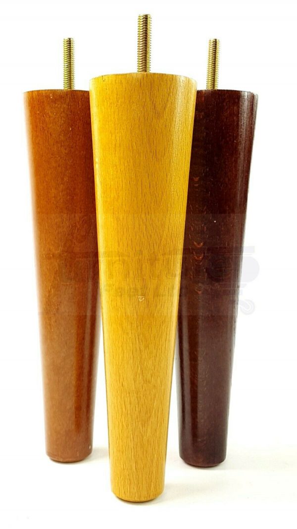 4x WOOD REPLACEMENT FURNITURE CHAIR LEG M8(8mm) TAPERED SETTEE FEET 180mm HIGH - Image 4