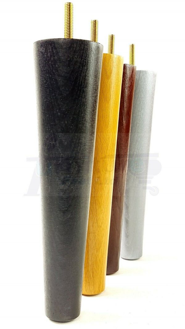 4x WOOD REPLACEMENT FURNITURE CHAIR LEG M8(8mm) TAPERED SETTEE FEET 180mm HIGH - Image 5