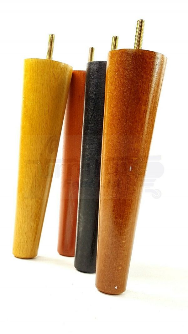 4x WOOD REPLACEMENT FURNITURE CHAIR LEG M8(8mm) TAPERED SETTEE FEET 180mm HIGH - Image 6