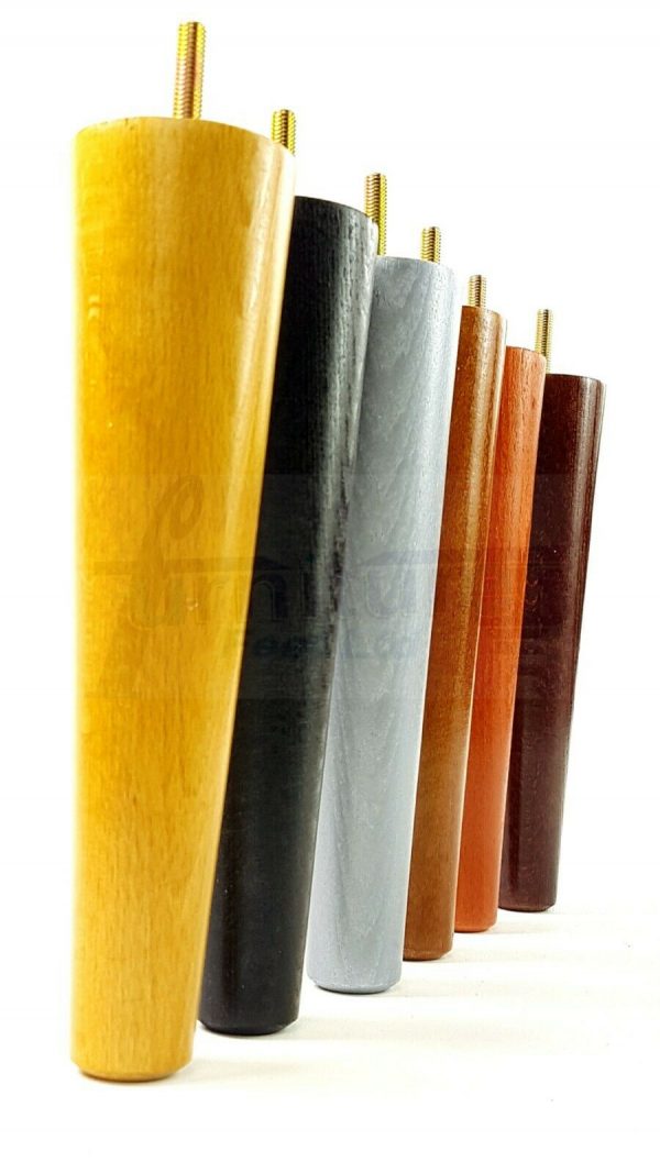 4x WOOD REPLACEMENT FURNITURE CHAIR LEG M8(8mm) TAPERED SETTEE FEET 180mm HIGH - Image 7