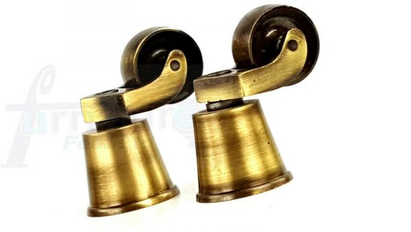 Castor Wheel & Cup 32mm Brass, Antique, Chrome & Black Fit with Screw or Bolt - Image 2