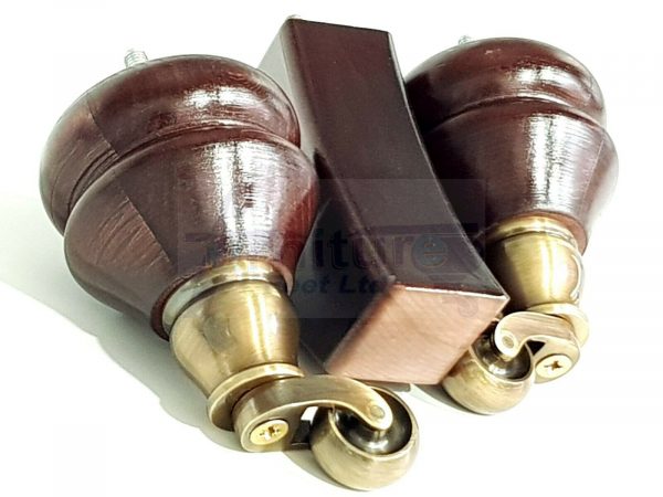 SOLID WOODEN BRASS CASTOR FURNITURE CHAIR LEGS M8(8mm) SOFA FEET 140mm HIGH - Image 4