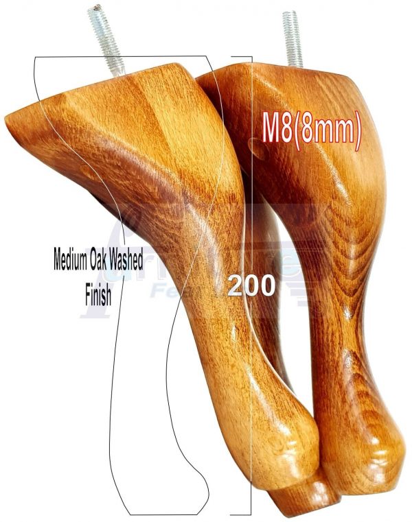 4 Queen Anne Wood Chair Legs 200mm High Replacement Furniture Feet Sofas M8(8mm) - Image 10