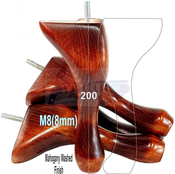 4 Queen Anne Wood Chair Legs 200mm High Replacement Furniture Feet Sofas M8(8mm) - Image 12