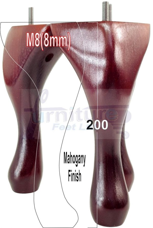 4 Queen Anne Wood Chair Legs 200mm High Replacement Furniture Feet Sofas M8(8mm) - Image 11