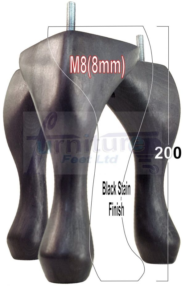 4 Queen Anne Wood Chair Legs 200mm High Replacement Furniture Feet Sofas M8(8mm) - Image 21