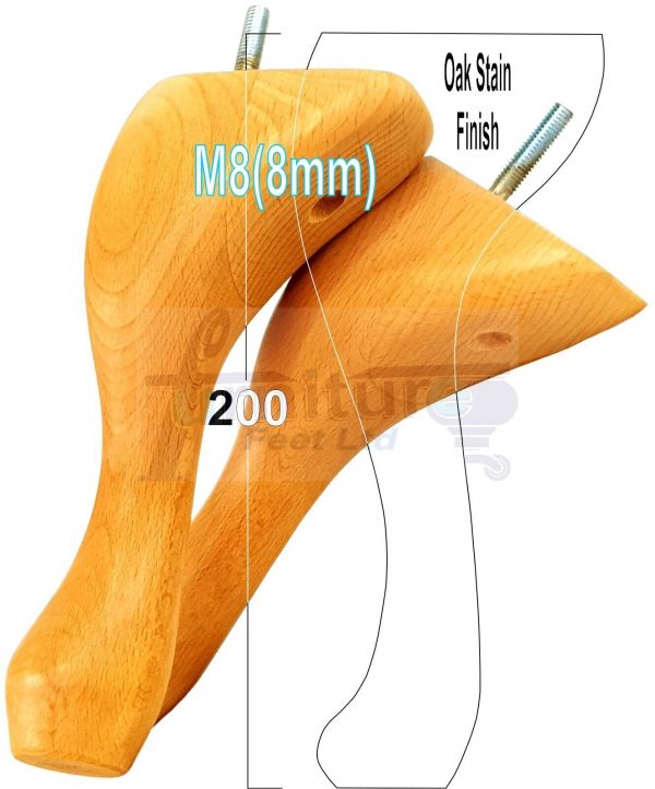 4 Queen Anne Wood Chair Legs 200mm High Replacement Furniture Feet Sofas M8(8mm) - Image 27