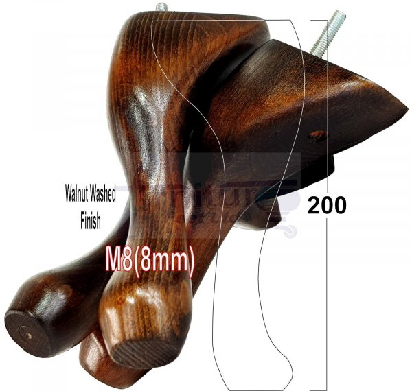 4 Queen Anne Wood Chair Legs 200mm High Replacement Furniture Feet Sofas M8(8mm) - Image 8