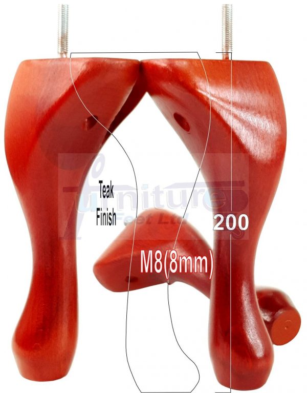 4 Queen Anne Wood Chair Legs 200mm High Replacement Furniture Feet Sofas M8(8mm) - Image 28