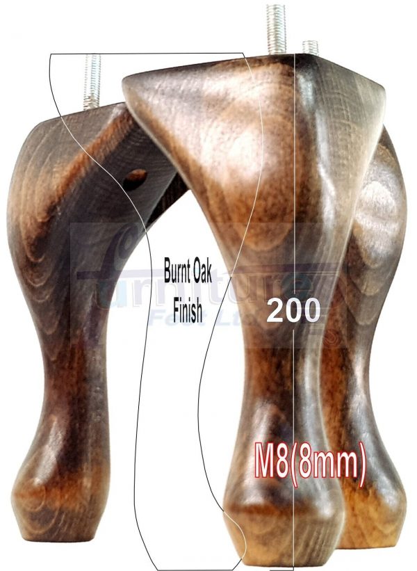 4 Queen Anne Wood Chair Legs 200mm High Replacement Furniture Feet Sofas M8(8mm) - Image 22