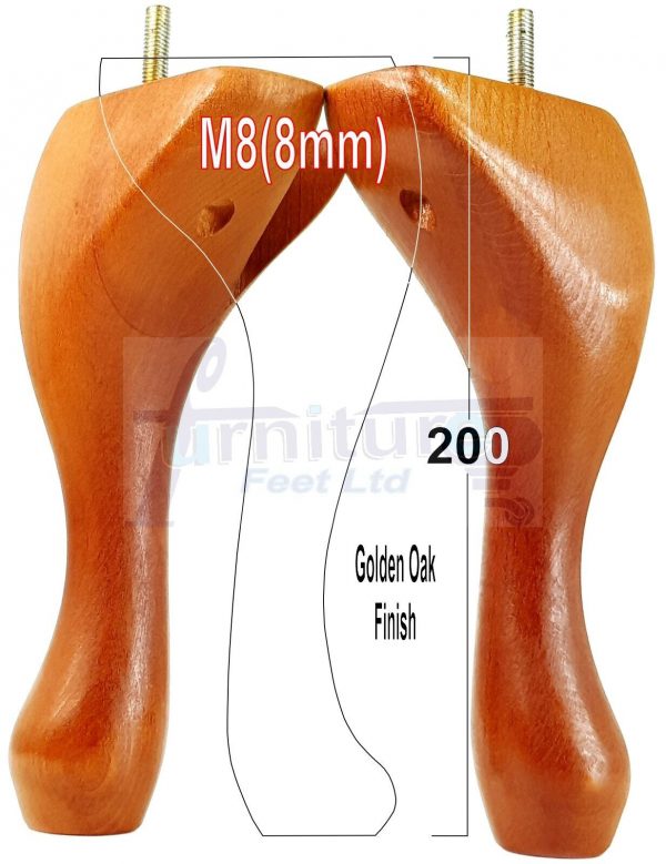 4 Queen Anne Wood Chair Legs 200mm High Replacement Furniture Feet Sofas M8(8mm) - Image 9
