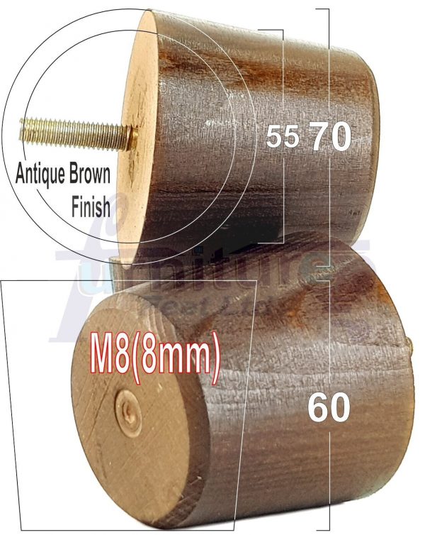 4 Replacement Turned Wooden Furniture Sofa Leg M8 Chair Settee Bun Feet 60mm High - Image 10