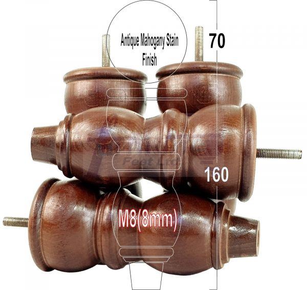 4 Replacement Solid Wood Furniture Sofa Legs Chair, Settee Feet 160mm High M8 - Image 36