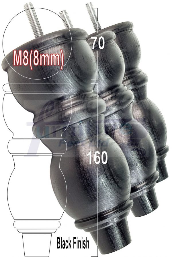 4 Replacement Solid Wood Furniture Sofa Legs Chair, Settee Feet 160mm High M8 - Image 13