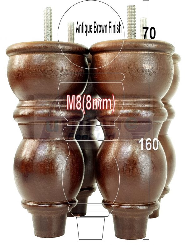 4 Replacement Solid Wood Furniture Sofa Legs Chair, Settee Feet 160mm High M8 - Image 11