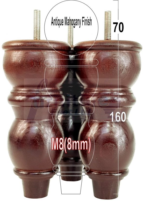 4 Replacement Solid Wood Furniture Sofa Legs Chair, Settee Feet 160mm High M8 - Image 35