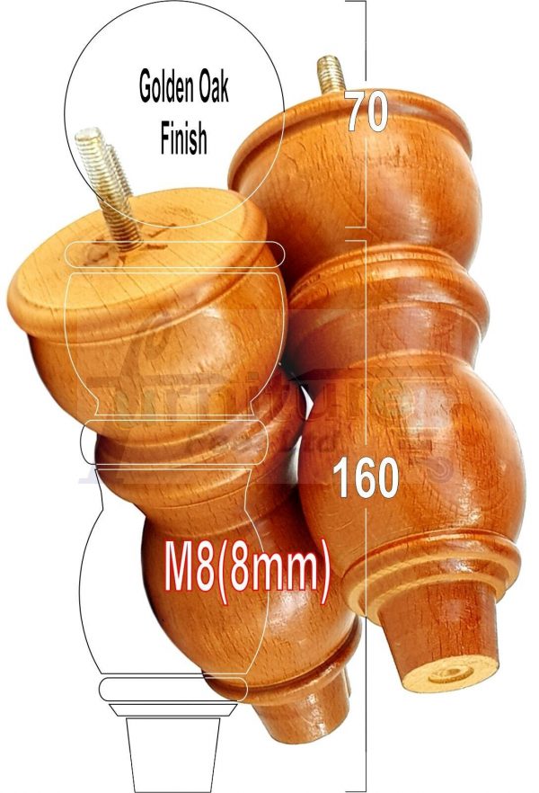 4 Replacement Solid Wood Furniture Sofa Legs Chair, Settee Feet 160mm High M8 - Image 19