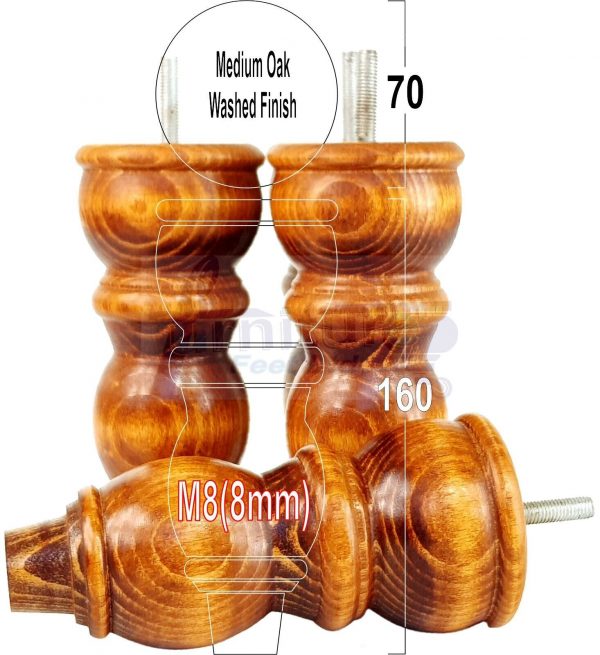 4 Replacement Solid Wood Furniture Sofa Legs Chair, Settee Feet 160mm High M8 - Image 24