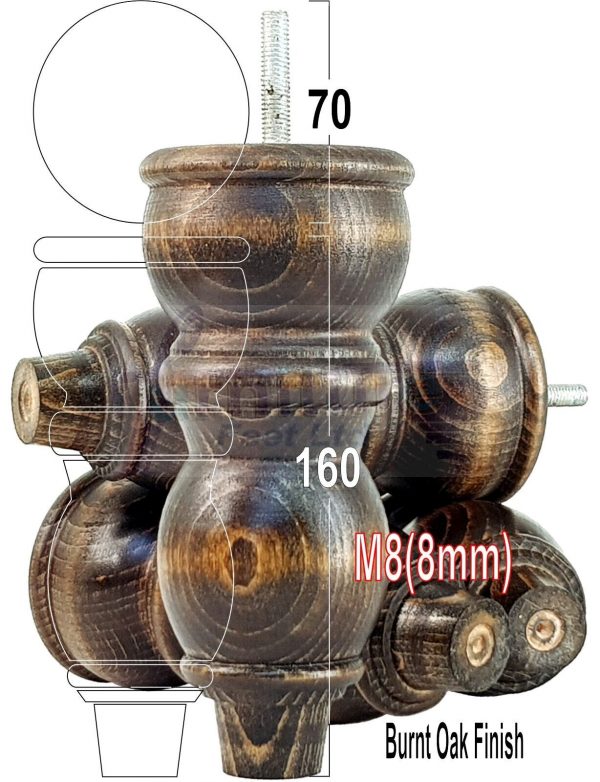 4 Replacement Solid Wood Furniture Sofa Legs Chair, Settee Feet 160mm High M8 - Image 39
