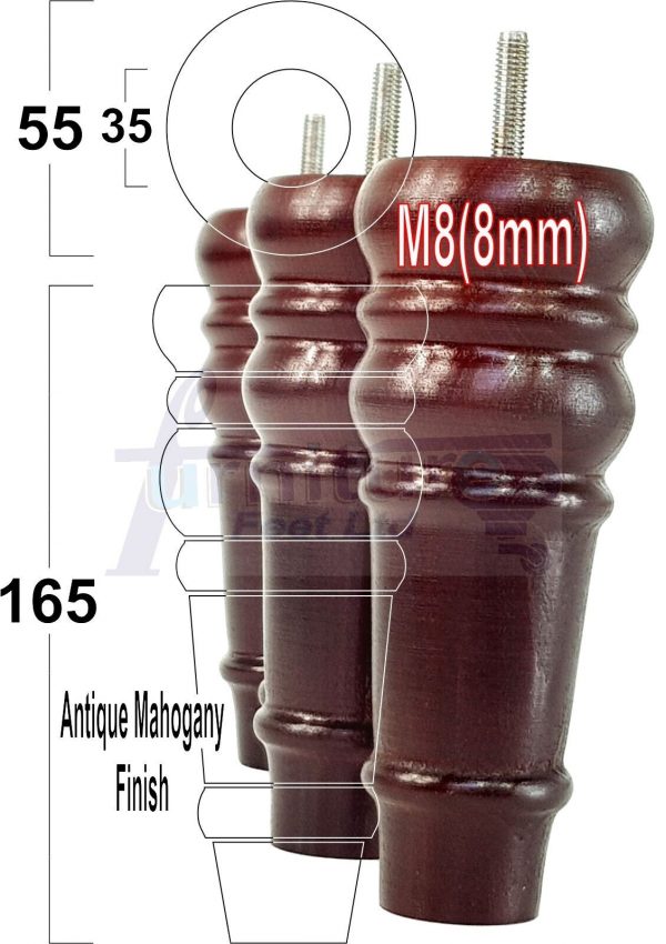 4 Round Wooden Chair Legs 170mm High Replacement Furniture Feet Sofa Cabinets M8 - Image 25