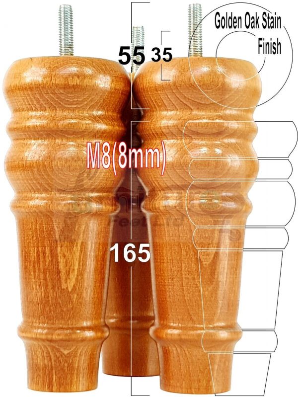 4 Round Wooden Chair Legs 170mm High Replacement Furniture Feet Sofa Cabinets M8 - Image 37
