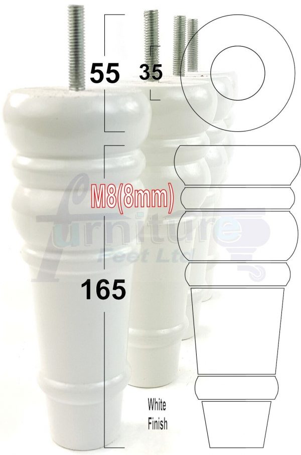 4 Round Wooden Chair Legs 170mm High Replacement Furniture Feet Sofa Cabinets M8 - Image 30