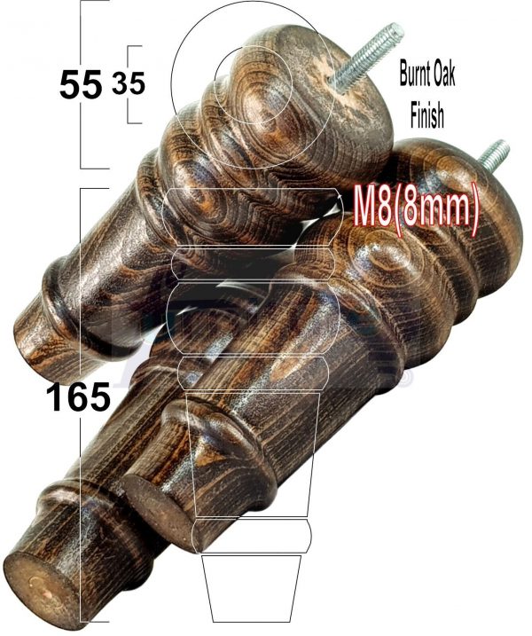 4 Round Wooden Chair Legs 170mm High Replacement Furniture Feet Sofa Cabinets M8 - Image 34