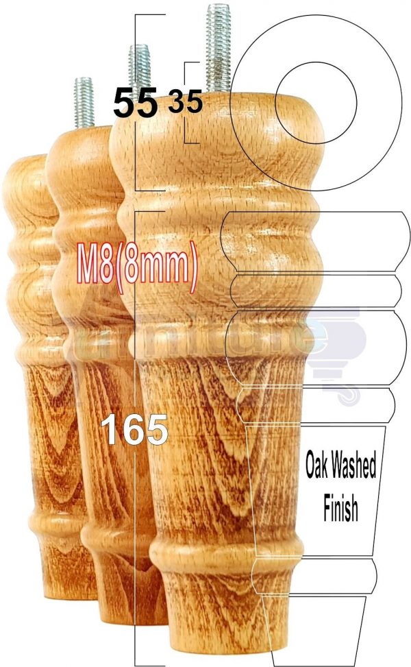 4 Round Wooden Chair Legs 170mm High Replacement Furniture Feet Sofa Cabinets M8 - Image 29