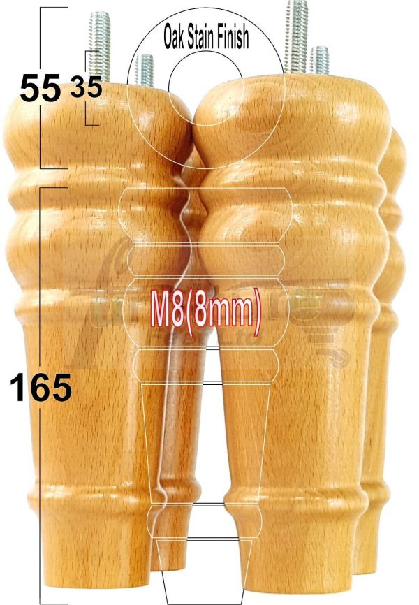 4 Round Wooden Chair Legs 170mm High Replacement Furniture Feet Sofa Cabinets M8 - Image 39