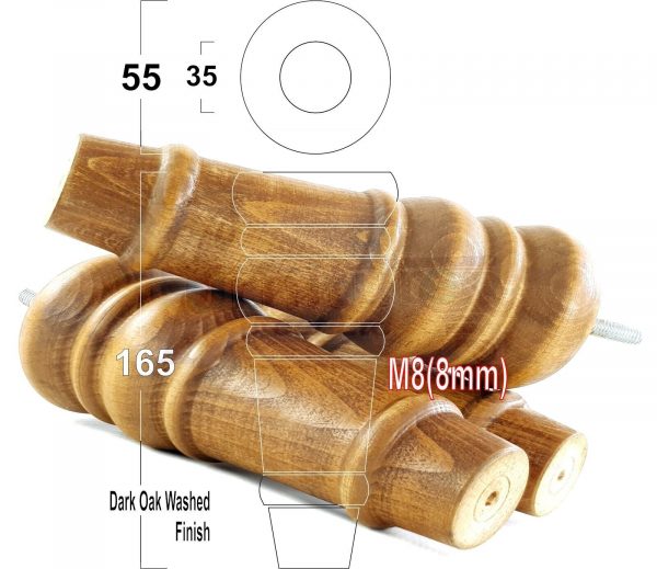 4 Round Wooden Chair Legs 170mm High Replacement Furniture Feet Sofa Cabinets M8 - Image 36