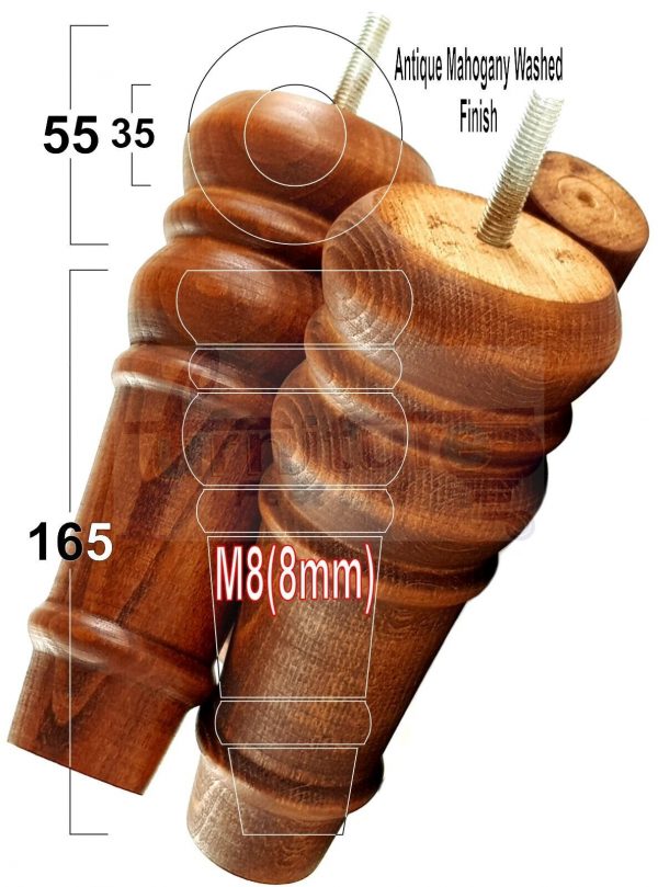 4 Round Wooden Chair Legs 170mm High Replacement Furniture Feet Sofa Cabinets M8 - Image 44