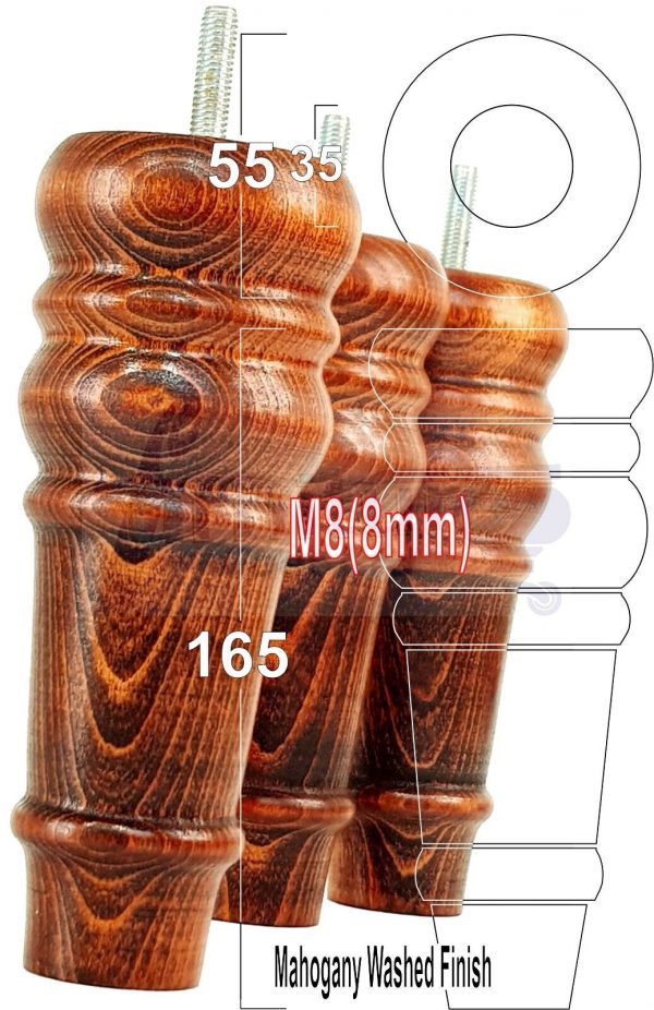 4 Round Wooden Chair Legs 170mm High Replacement Furniture Feet Sofa Cabinets M8 - Image 24