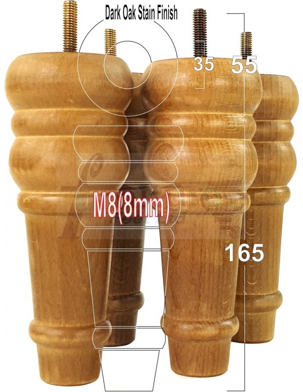 4 Round Wooden Chair Legs 170mm High Replacement Furniture Feet Sofa Cabinets M8 - Image 19