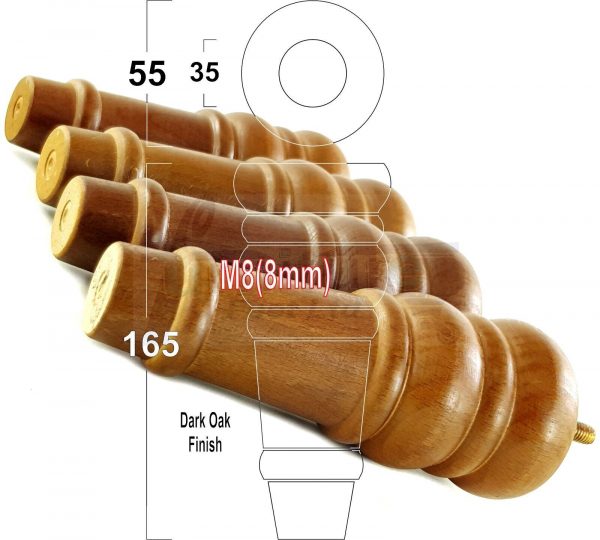 4 Round Wooden Chair Legs 170mm High Replacement Furniture Feet Sofa Cabinets M8 - Image 18