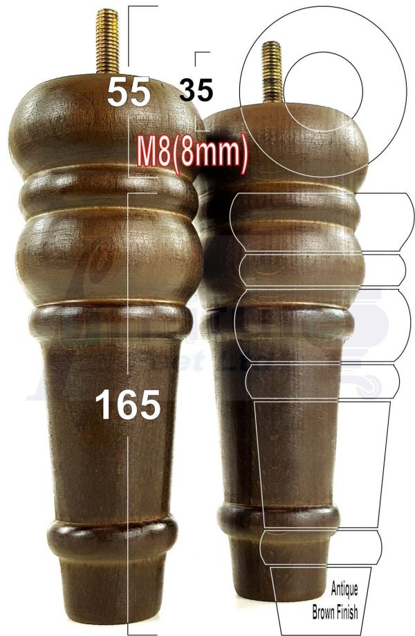 4 Round Wooden Chair Legs 170mm High Replacement Furniture Feet Sofa Cabinets M8 - Image 14