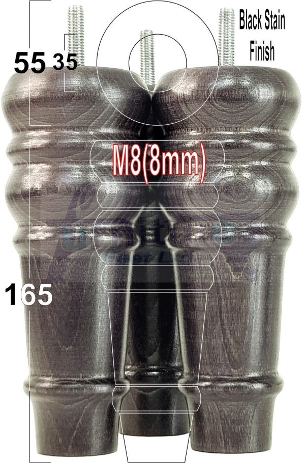4 Round Wooden Chair Legs 170mm High Replacement Furniture Feet Sofa Cabinets M8 - Image 33