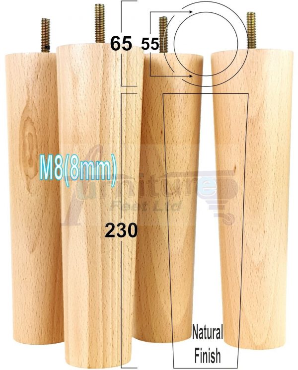 4 Round Wooden Chair Legs 230mm High Replacement Furniture Feet Sofa Cabinets M8 - Image 22