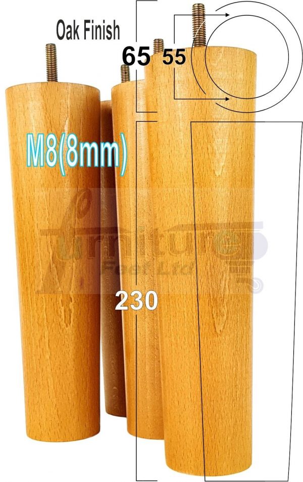 4 Round Wooden Chair Legs 230mm High Replacement Furniture Feet Sofa Cabinets M8 - Image 24