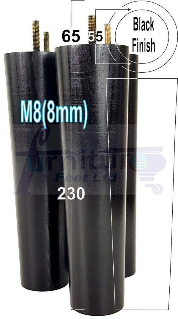 4 Round Wooden Chair Legs 230mm High Replacement Furniture Feet Sofa Cabinets M8 - Image 12