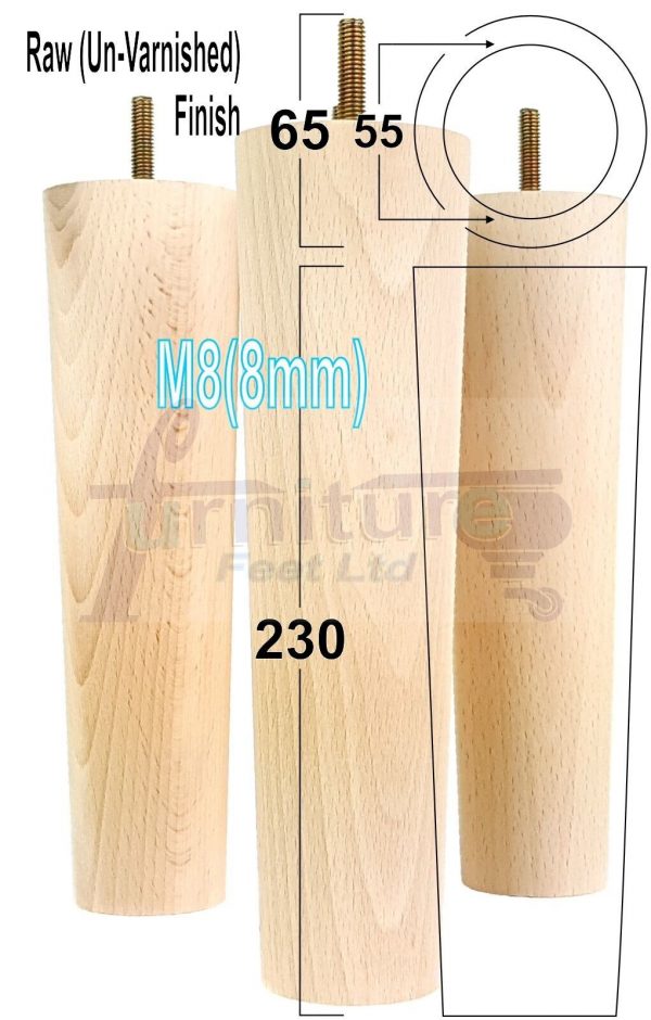 4 Round Wooden Chair Legs 230mm High Replacement Furniture Feet Sofa Cabinets M8 - Image 23