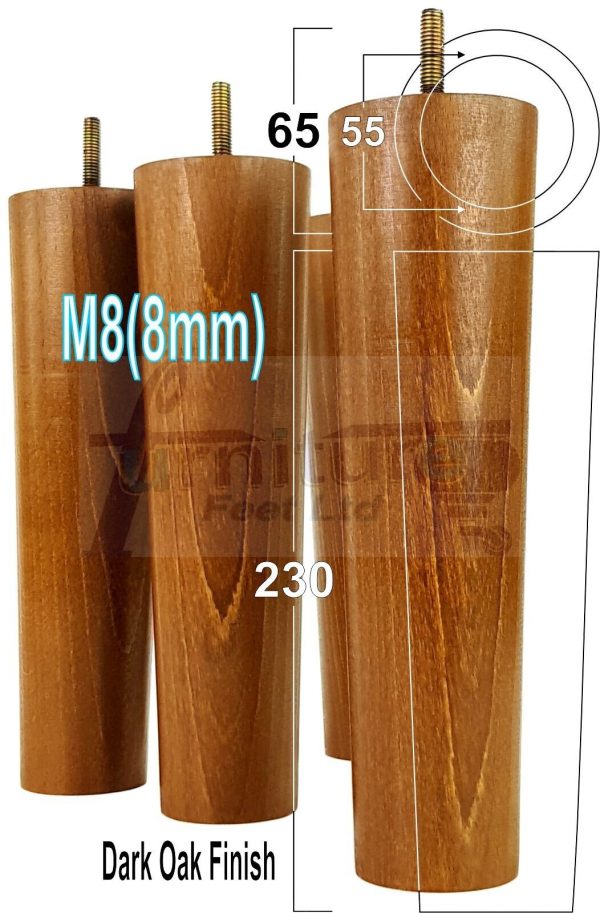 4 Round Wooden Chair Legs 230mm High Replacement Furniture Feet Sofa Cabinets M8 - Image 14