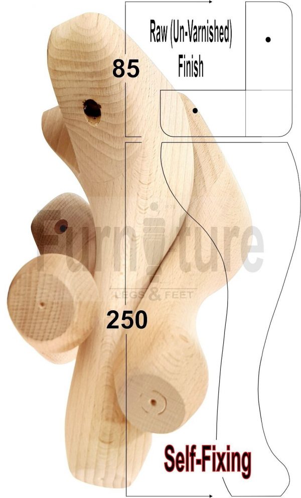 4 Wooden Traditional Queen Anne Furniture Legs 250mm Sofa Chair Beds (Self-Fix) - Image 29